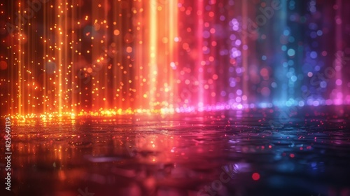 Neon light streaks creating a motion blur effect on a dark gradient. Creating a dynamic and vibrant visual effect that conveys energy and motion.