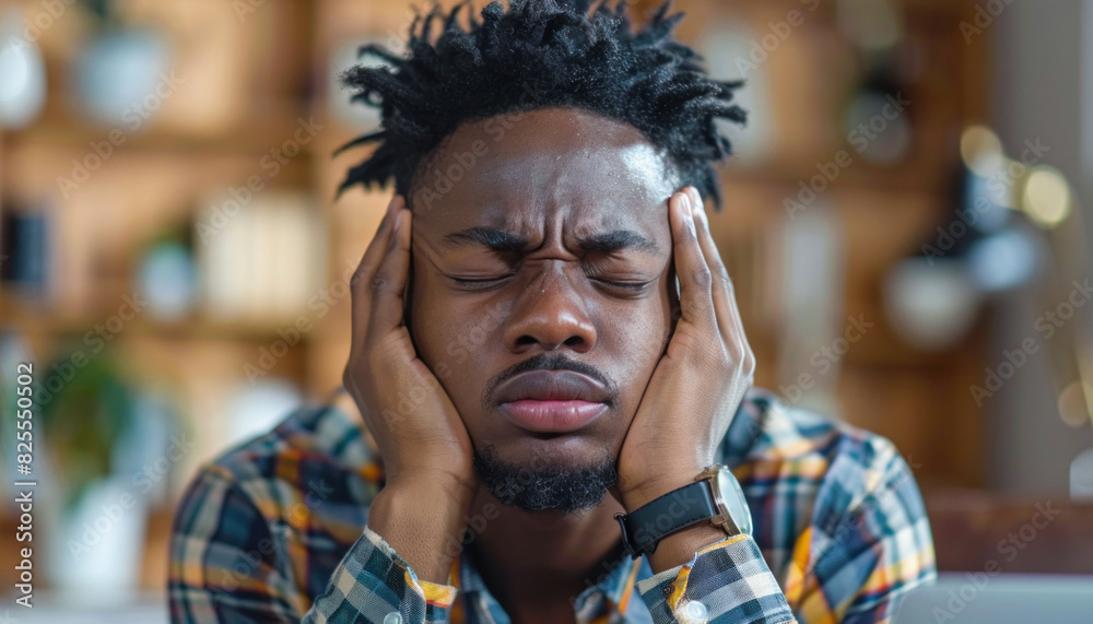 A man is seen seated at a table with his head resting in his hands in a contemplative posture A man is seen seated at a table with his head resting in his hands in a contemplative posture