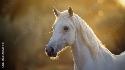Portrait of a lovely white horse s head