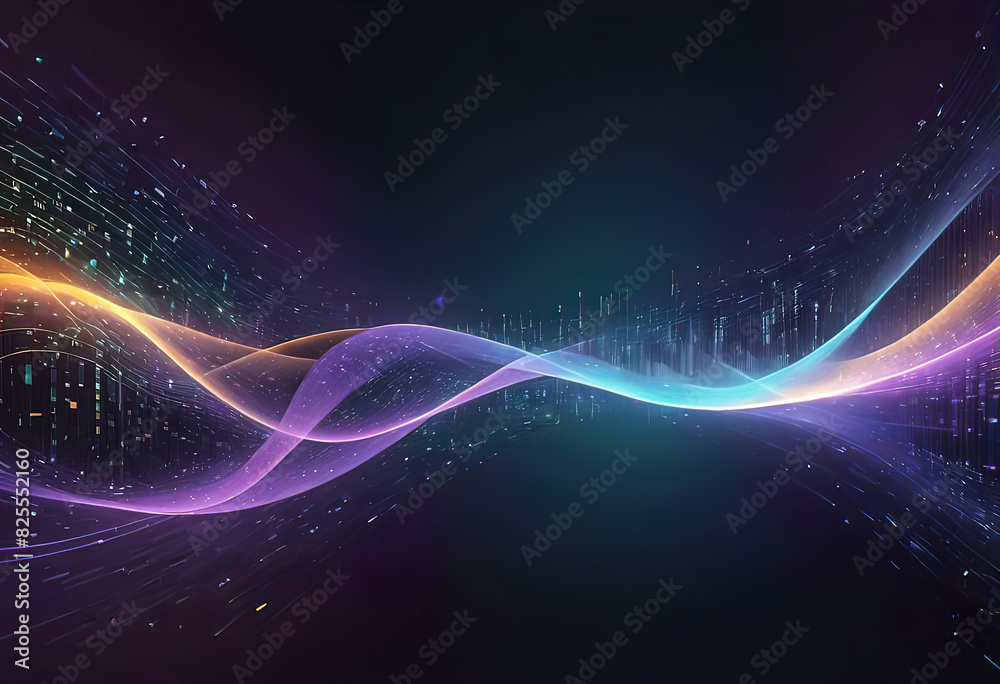 Digital background of technological operations, digital code flow, neural networks, artificial intelligence, transmission and encryption of data in digital archives,