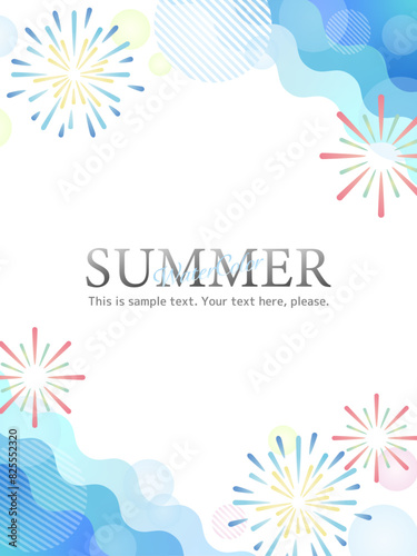 トロピカルなウェーブ背景素材（メンフィス　フレーム　バナー　見出し　タイトル　ポップ　セール　海　夏）	
