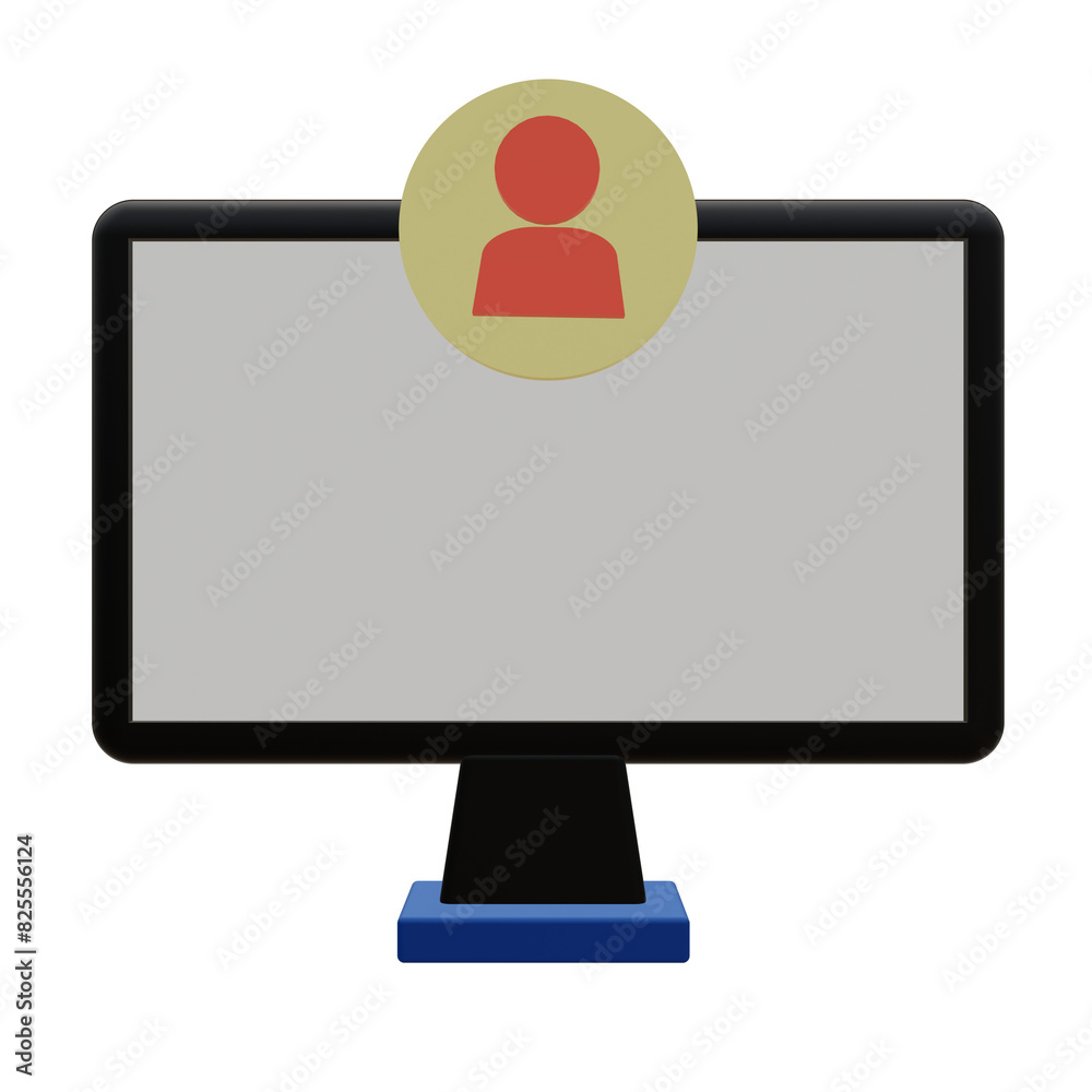 3 D illustration of computer account icon 3 D illustration of computer account icon