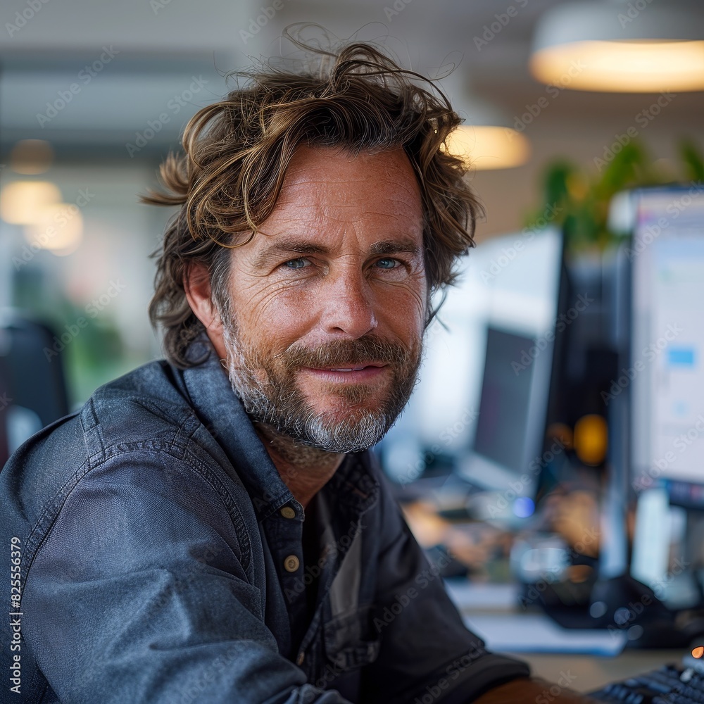 Portrait of a Confident Middle-Aged Man in a Modern Office Portrait of a Confident Middle-Aged Man in a Modern Office