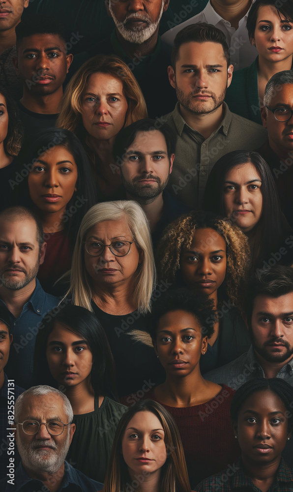 Multicultural Church Group on Dark Background

