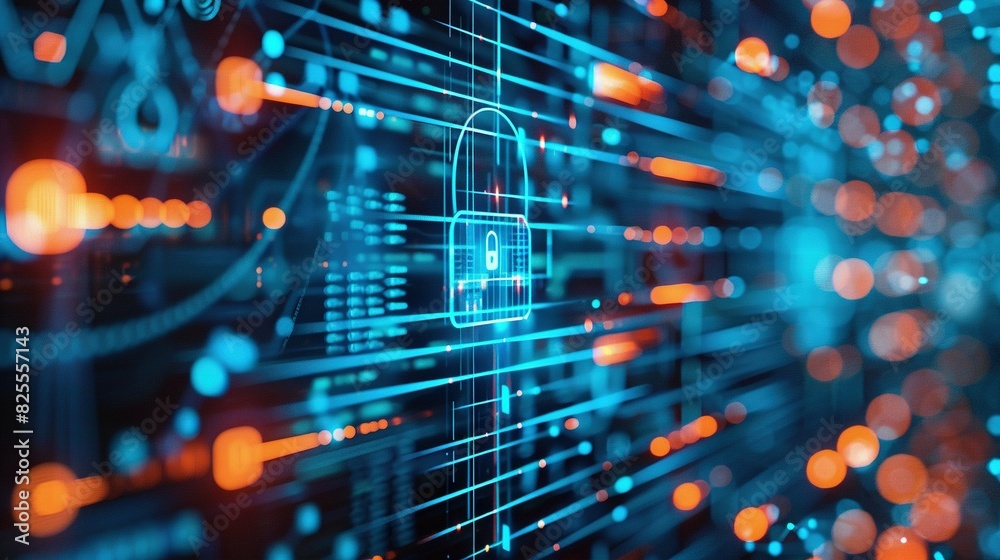 High-Tech Cybersecurity Network Display: Dynamic Interface with Copy Space High-Tech Cybersecurity Network Display: Dynamic Interface with Copy Space