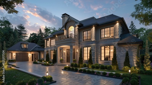 luxury home 3d illustration of a newly built photo