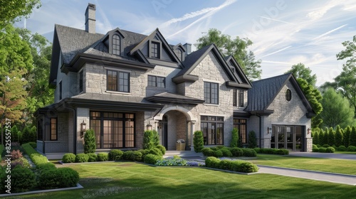 Fototapeta Naklejka Na Ścianę i Meble -  luxury home 3d illustration of a newly built