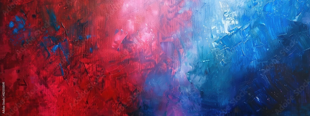 Abstract Painting in Red and Blue Colors