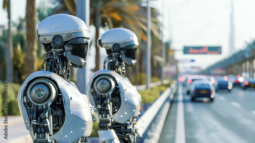 Fototapeta premium Robotic Traffic wardens controlling traffic
