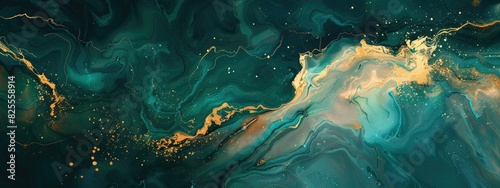 abstract painting smooth floor background texture with dark green and gold