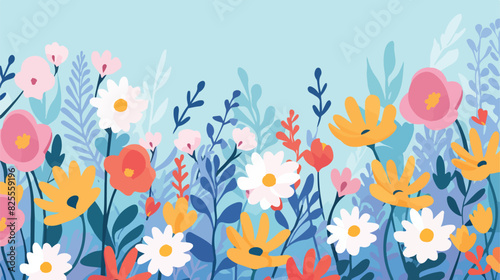 Floral Background 2d flat cartoon vactor illustrati © Photo