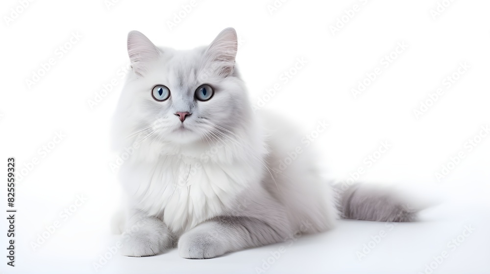white cat on white