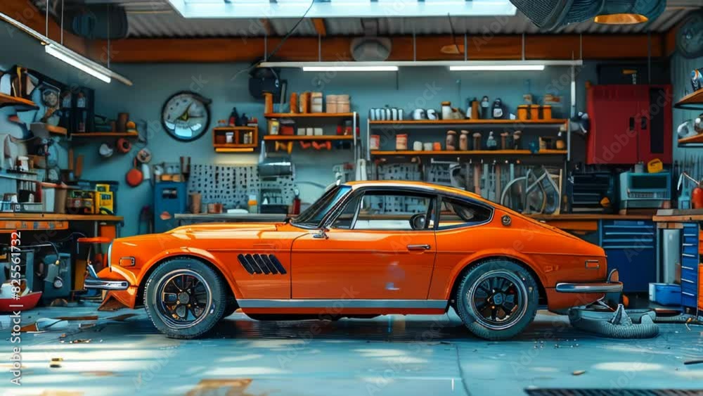 Car in a car repair shop on the background of the workshop, maintenance concept Car in a car repair shop on the background of the workshop, maintenance concept
