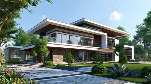 modern house  exterior view - 3D illustration © Imron