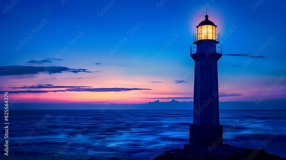 Naklejka premium The lighthouse is located on a rocky coast