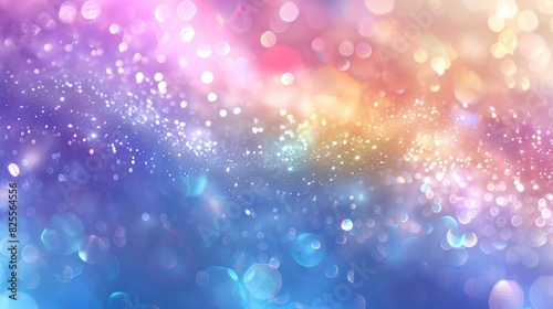 Abstract blur bokeh banner background. Rainbow colors, pastel purple, blue, gold yellow, white silver, pale pink bokeh background  photo
