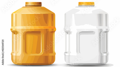 Golden and white plastic canister for food and chem photo