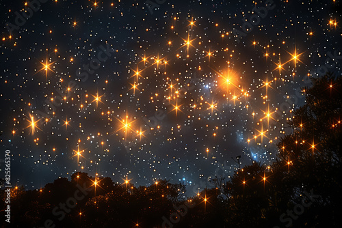 A constellation of cultural norms guiding behavior and belief, each star shining brightly in the night sky of social order. Concept of cultural guidance. Generative Ai. photo