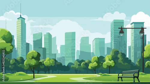 Green paper city skyline background with multistore