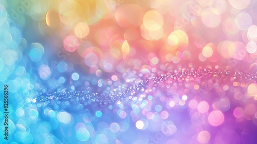Abstract blur bokeh banner background. Rainbow colors, pastel purple, blue, gold yellow, white silver, pale pink bokeh background  © Mentari
