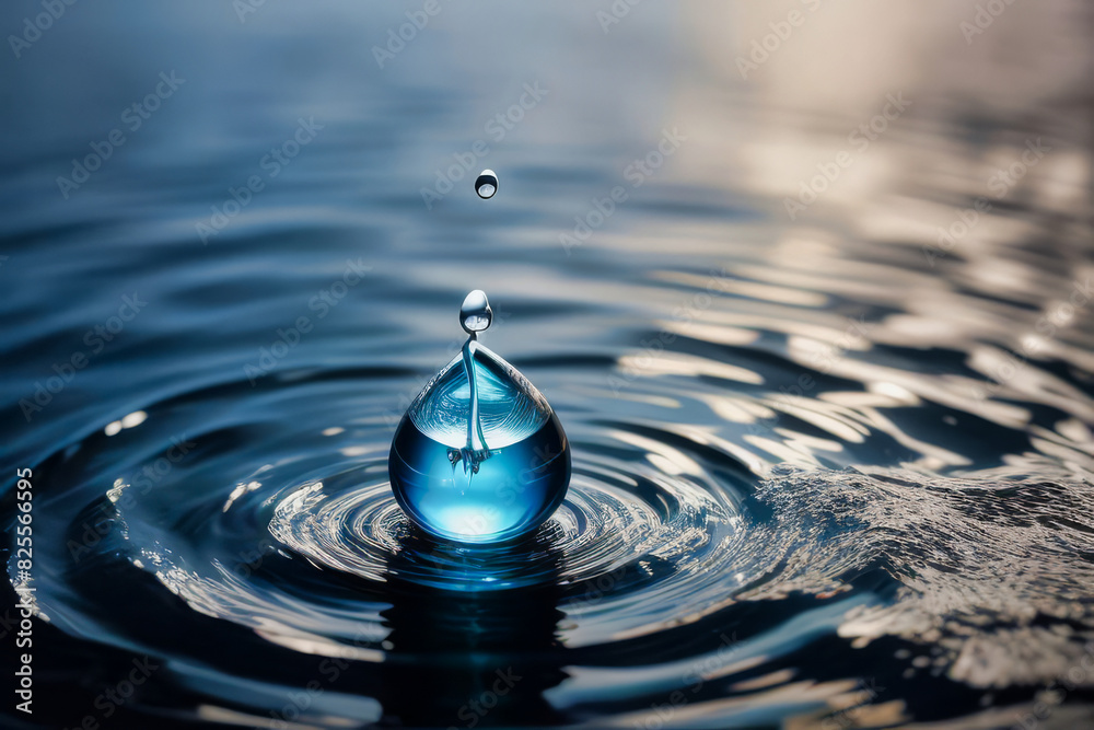 Foto profesional en plano cercano de una gota cayendo sobre el agua Foto profesional en plano cercano de una gota cayendo sobre el agua
