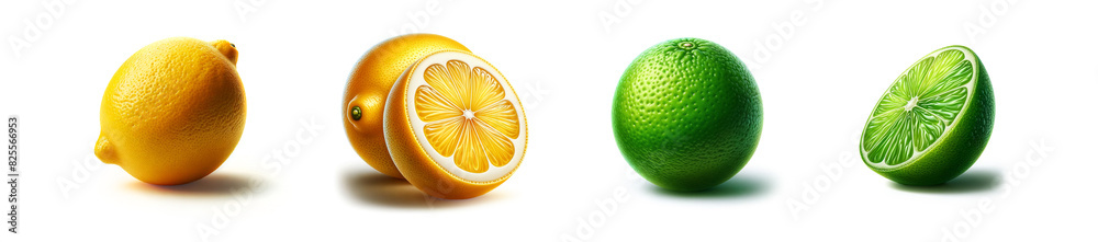 Lemons and Limes Illustrations Isolated on a White Background Lemons and Limes Illustrations Isolated on a White Background
