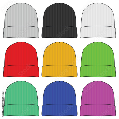 Set of beanie hats vector illustration. Beanie hats clipart © bayurey