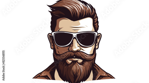 Hand drawn hipster hairstyle beard and mustache ske photo