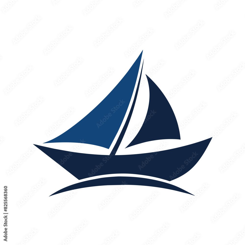 a minimalist 						Boat Logo vector art illustration with a simple Historic Sailing Boat icon logo