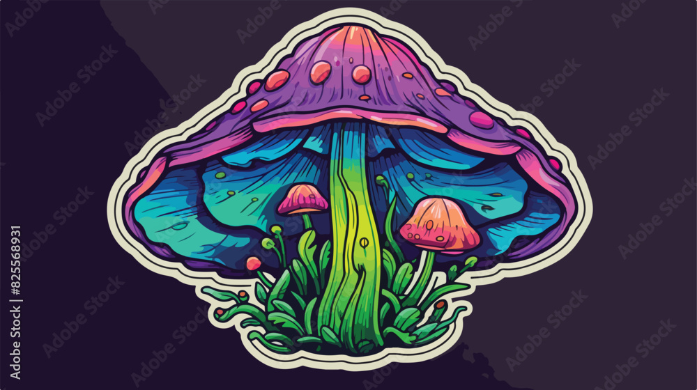 Hand drawn toxic psychedelic mushroom sketch vector