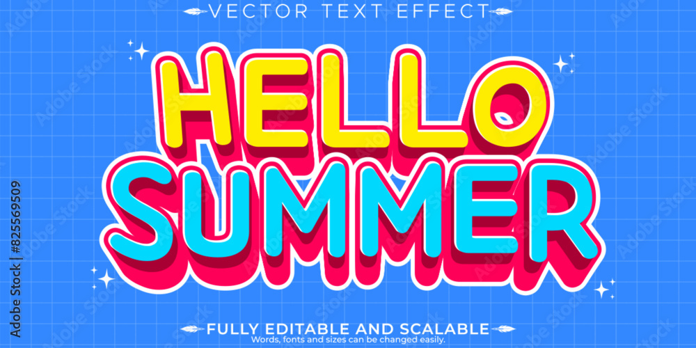 Fototapeta premium Summer sale text effect, editable marketing and beach text style