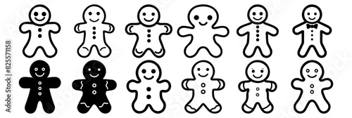 Gingerbread silhouettes set, pack of vector silhouette design, isolated background