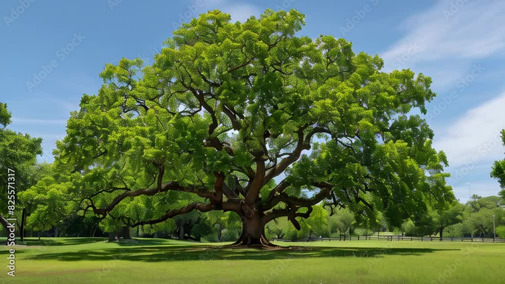 Majestic old oak tree in lush green park landscape Majestic old oak tree in lush green park landscape