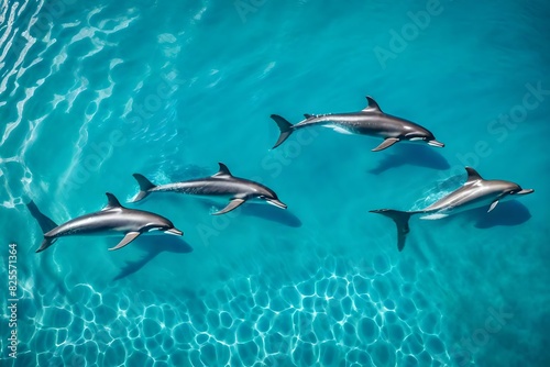 dolphin swimming in blue water