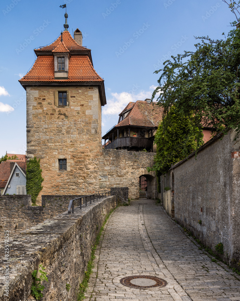 Beautiful view of the defensive wall in Rothenburg ob der Tauber, Bavaria, Germany Beautiful view of the defensive wall in Rothenburg ob der Tauber, Bavaria, Germany