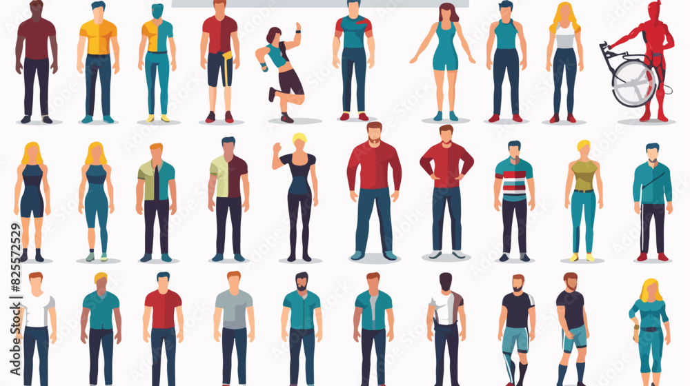 Human body and male figures types set flat vector i