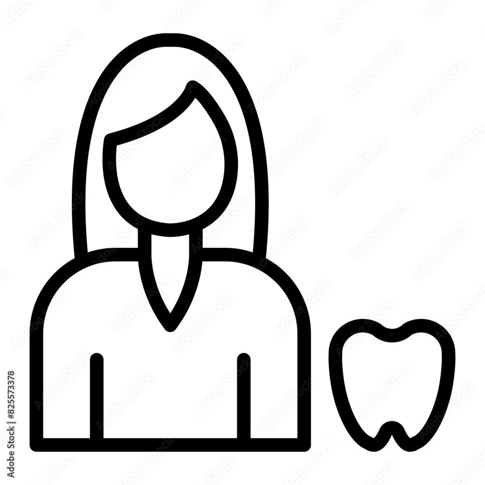 Female Dentist Vector Line Icon Design Female Dentist Vector Line Icon Design