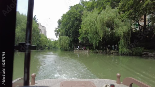 Hangzhou, China, May 23, 2024: Cityview of Hangzhou, China on sunny summer day; Timelapse