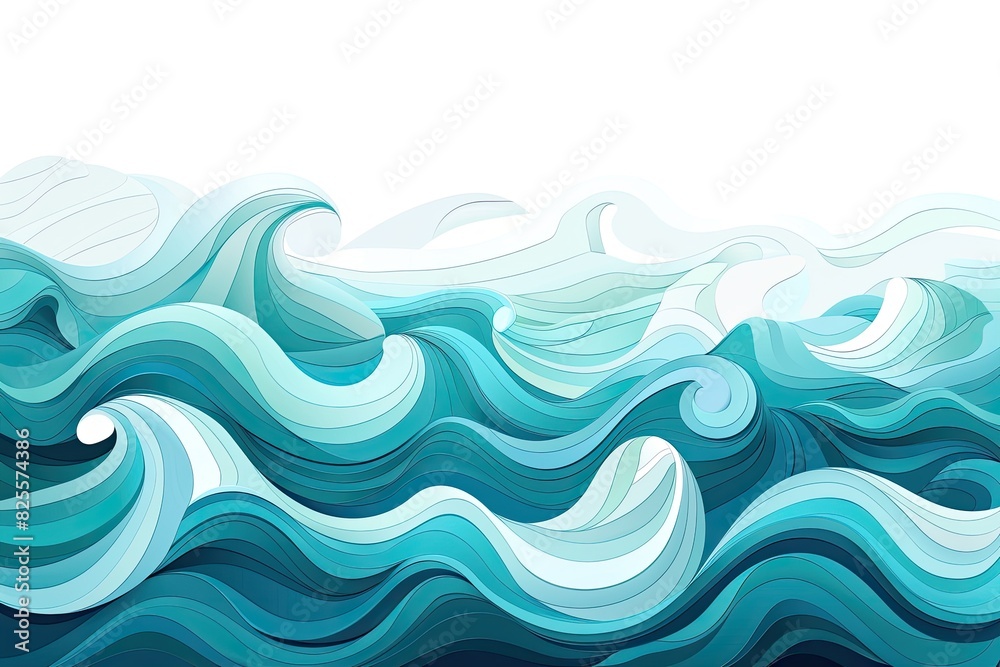 A blue ocean wave with a white background. The wave is very large and has a lot of detail A blue ocean wave with a white background. The wave is very large and has a lot of detail