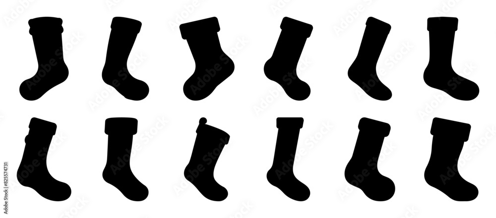Sock winter silhouette set vector design big pack of illustration and icon Sock winter silhouette set vector design big pack of illustration and icon