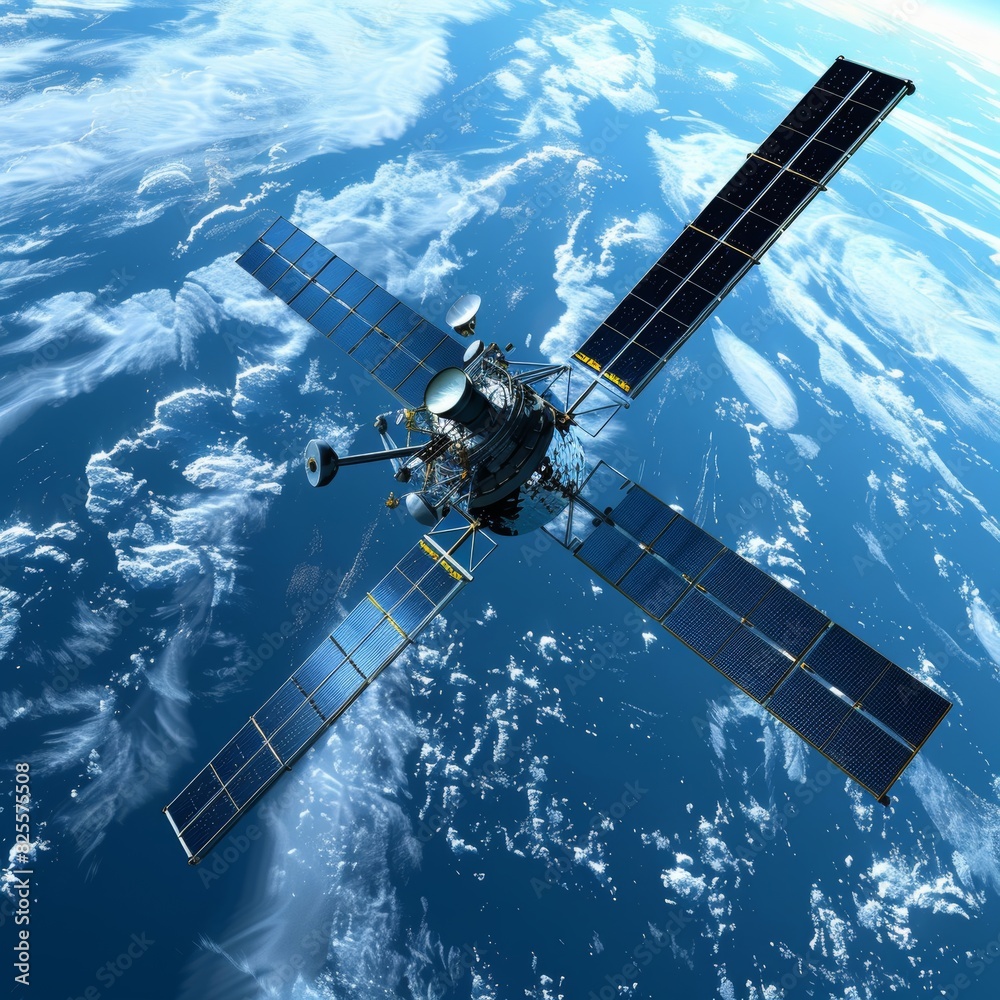 Fototapeta premium a satellite in the air above the earth