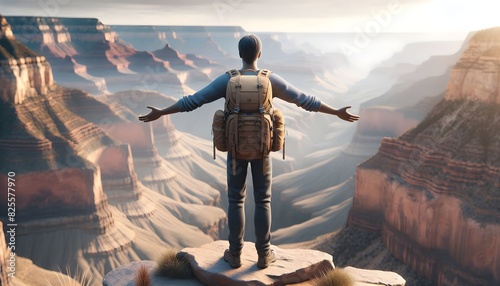 Persona mirando al gran caños con los brazos abiertos, disfrutando el paisaje maravilloso.