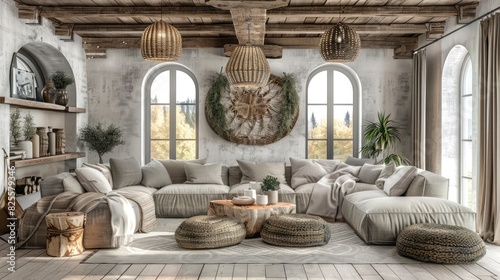 Living Room With A Cozy, Hygge-Inspired Design, Featuring Soft Textures, Warm Lighting, And Neutral Colors , Room Background Photos