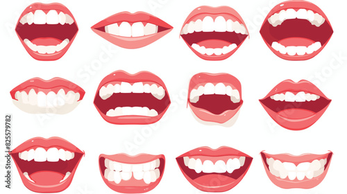 Jaw with teeth in orthodontic braces flat vector il