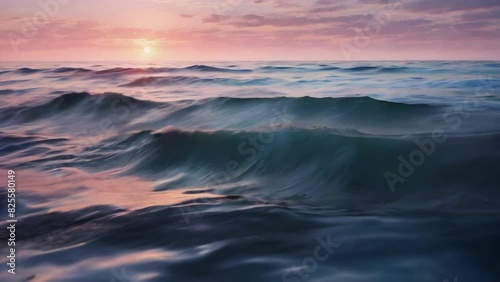 Choppy Ocean Waves, sunset over the sea