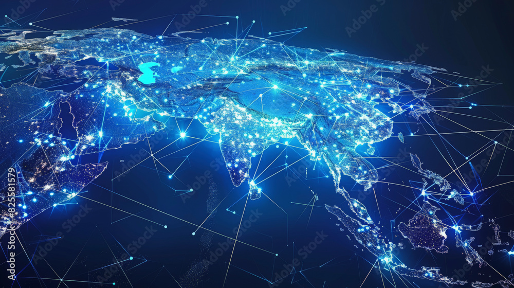 Digital illustration of a global network overlaying a map of the Earth, symbolizing worldwide internet connectivity and the flow of data across continents. Digital illustration of a global network overlaying a map of the Earth, symbolizing worldwide internet connectivity and the flow of data across continents.