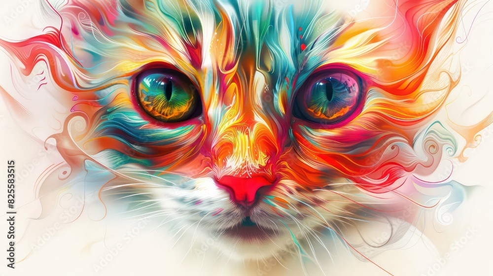 Cat abstract art on white background. Beautiful illustration picture