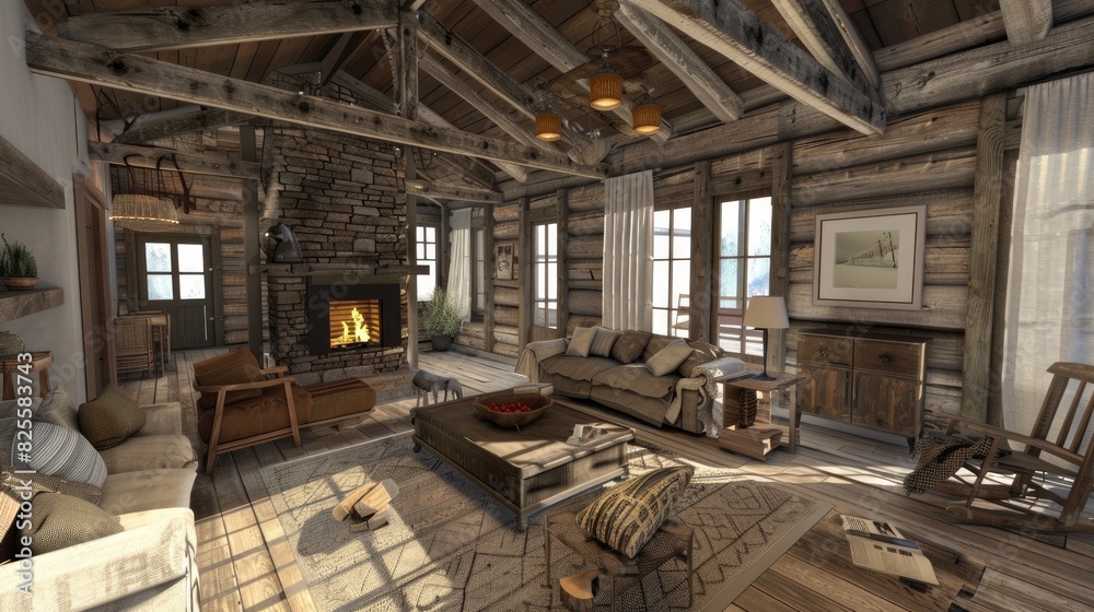 Living Room With A Rustic Lodge Style, Featuring Log Furniture And A Stone Fireplace, Room Background Photos Living Room With A Rustic Lodge Style, Featuring Log Furniture And A Stone Fireplace, Room Background Photos