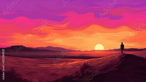 Vibrant chibistyle field in a cartoony drawing with vivid colors stylized digital painting, created in vector art pastel tones.