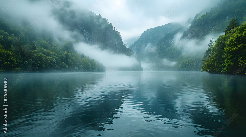 Obraz premium fog over the river